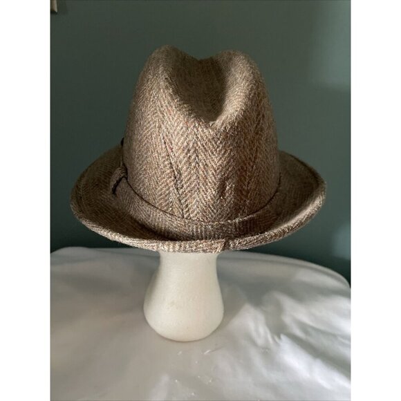 Stetson Equalizer Brown Herringbone Fedora Hat With Bow Accent - Picture 3 of 11